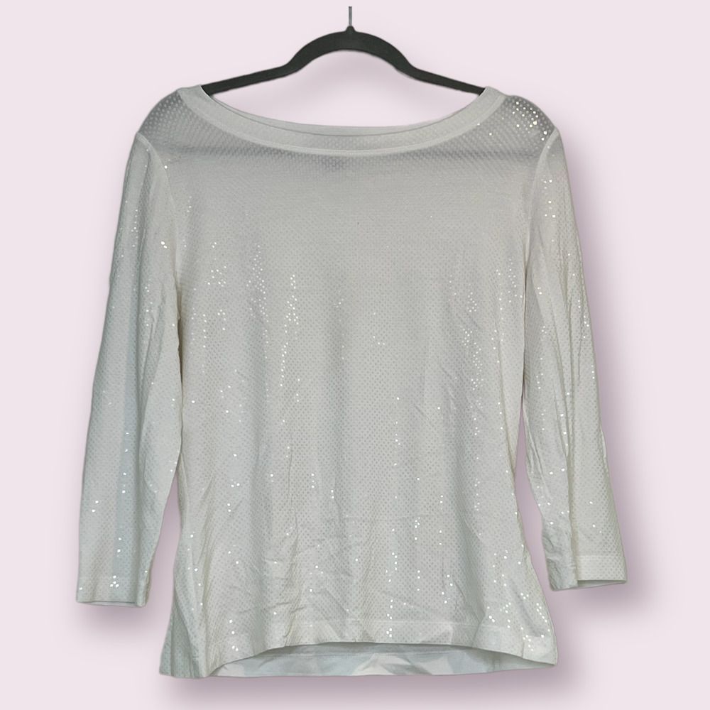 St. John Caviar White Sparkle Bandeau Top- Size Medium